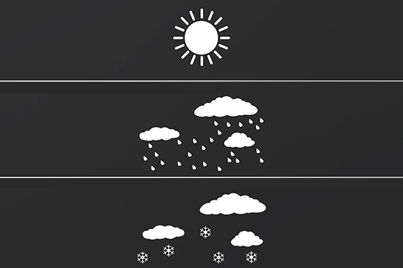 Overview of the weather displays of the weather station