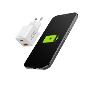 Hama Fast Charger, 1x USB-C PD, 1x USB-A QC, Mini-Charger, 30 W